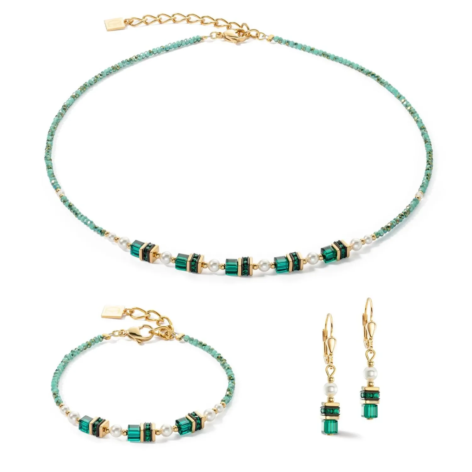 ohrringe_sparkling_prince_1.webp COEUR DE LION Ohrringe Sparkling Princess Gold-Grün- Festliche Kollektion