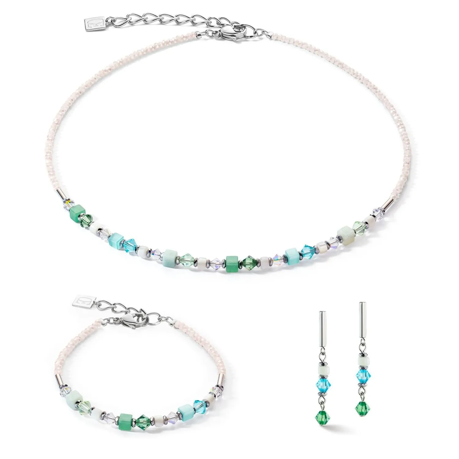 princess_shape_mix_halske_1-1.webp COEUR DE LION Princess Shape Mix Halskette Mintgrün- Echter Stein