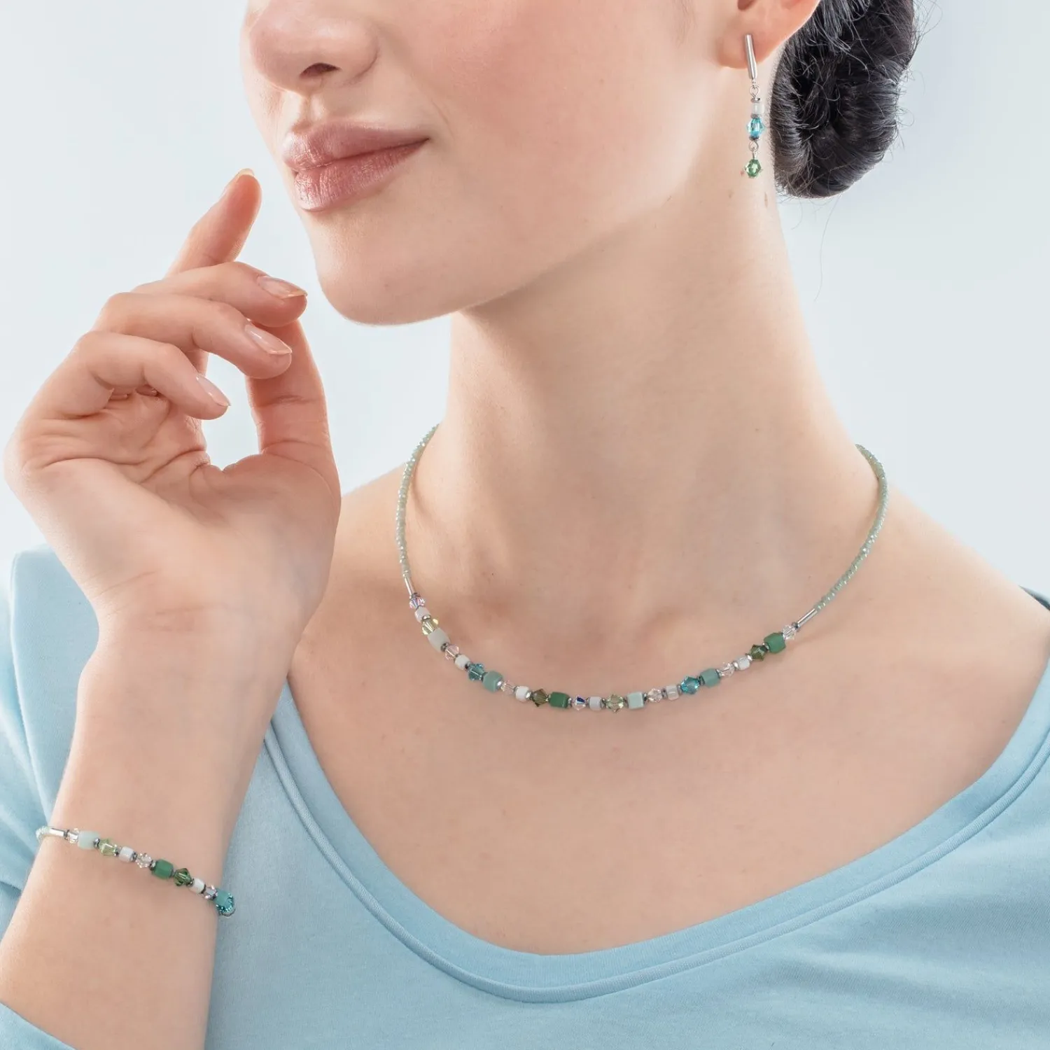 princess_shape_mix_halske_2.webp COEUR DE LION Princess Shape Mix Halskette Mintgrün- Echter Stein