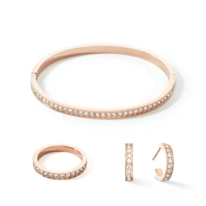 COEUR DE LION Ring aus Edelstahl und Kristallen, schlanker Roségold-Kristall- Mix&And&Match-Ringe