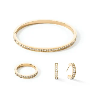 COEUR DE LION Ring aus Edelstahl und Kristallen, schlanker Goldkristall- Mix&And&Match-Ringe