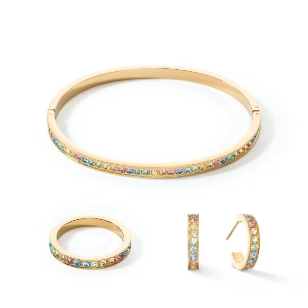 COEUR DE LION Ring Edelstahl & Kristalle Slim Gold Mehrfarbig Pastell- Coeur Essentials