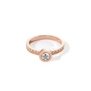 COEUR DE LION Ring mit funkelnden Punkten, Roségold-Kristall- Mix&And&Match-Ringe