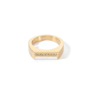 COEUR DE LION Ring Quadratische Streifen Gold-Weiß- Mix&And&Match-Ringe