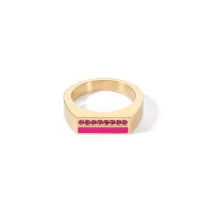 COEUR DE LION Ring Quadratische Streifen Gold-Rosa- Coeur Essentials