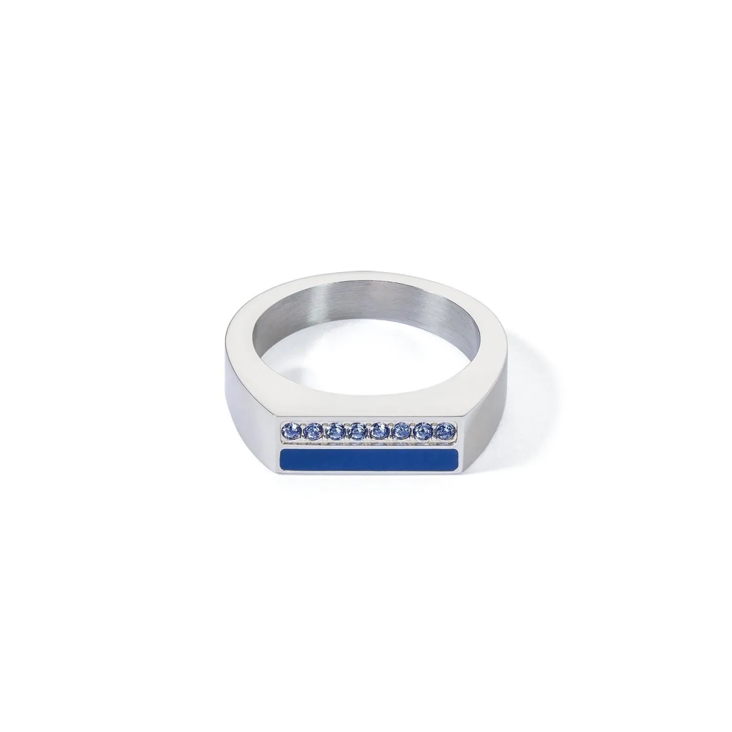 ring_quadratische_streife_0-4.webp COEUR DE LION Ring Quadratische Streifen Silber-Blau- Coeur Essentials