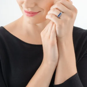 COEUR DE LION Ring Quadratische Streifen Silber-Blau- Mix&And&Match-Ringe