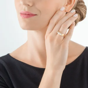 COEUR DE LION Ring Quadratische Streifen Gold-Weiß- Mix&And&Match-Ringe