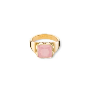 COEUR DE LION Ring Spikes Quadrat Rosenquarz Gold-Rosa- Coeur Essentials