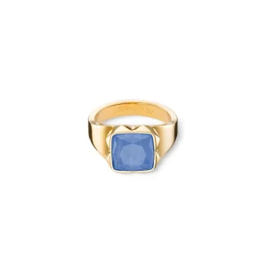 COEUR DE LION Ring Spikes Quadratischer Aventurin Gold-Blau- Coeur Essentials