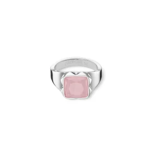 COEUR DE LION Ring Spikes Quadratischer Rosenquarz Silber-Rosa- Coeur Essentials