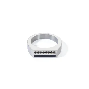 COEUR DE LION Ring Square Stripes Silber-Schwarz- Coeur Essentials