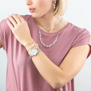 COEUR DE LION Sehen Sie sich das runde, funkelnde, anmutige Greige-Statement-Silber an- Uhren