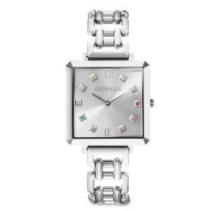 COEUR DE LION Sehen Sie sich die Iconic Cube Statement Classic Rainbow Silver an- Uhren