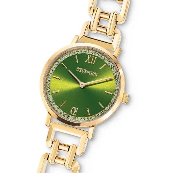 COEUR DE LION Sehen Sie sich die Runde Sparkling Fabulous Green Statement Gold an- Uhren