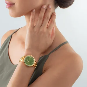 COEUR DE LION Sehen Sie sich die Runde Sparkling Fabulous Green Statement Gold an- Uhren