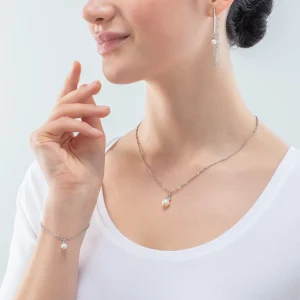 COEUR DE LION Solitär-Süßwasserperlen-Halskette Silber- Halsketten mit Anhänger