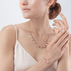 COEUR DE LION Tanzende Kristalle Halskette Gold Hellrosa- Kristallhalsketten