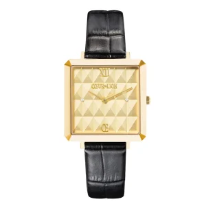 COEUR DE LION Uhr Iconic Cube Spikes Gold Armband Leder Schwarz- Uhren