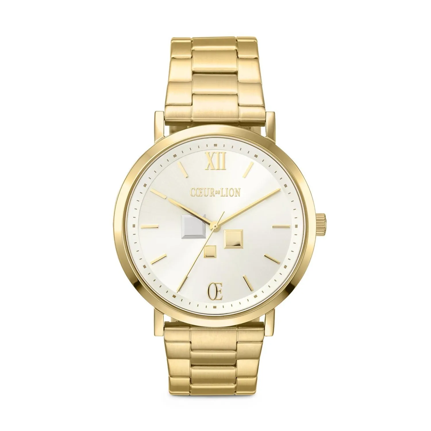 uhr_round_statement_unise_0-1.webp COEUR DE LION Uhr Round Statement Unisex White Sunray Edelstahl Frosted Gold- Männer