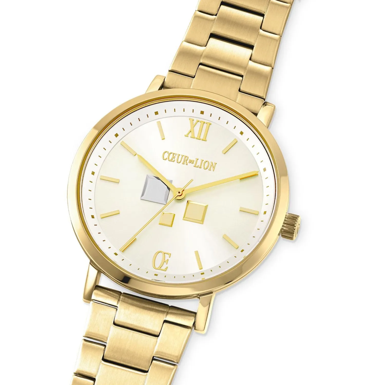 uhr_round_statement_unise_1-1.webp COEUR DE LION Uhr Round Statement Unisex White Sunray Edelstahl Frosted Gold- Männer