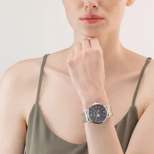 COEUR DE LION Uhr Round Statement Unisex Sunray Midnight Blue Edelstahl Frosted Silver- Uhren