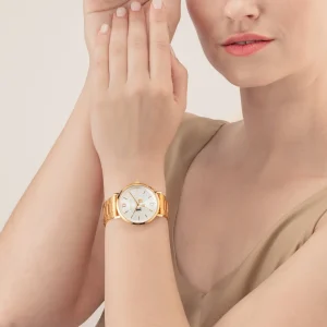 COEUR DE LION Uhr Round Statement Unisex White Sunray Edelstahl Frosted Gold- Uhren