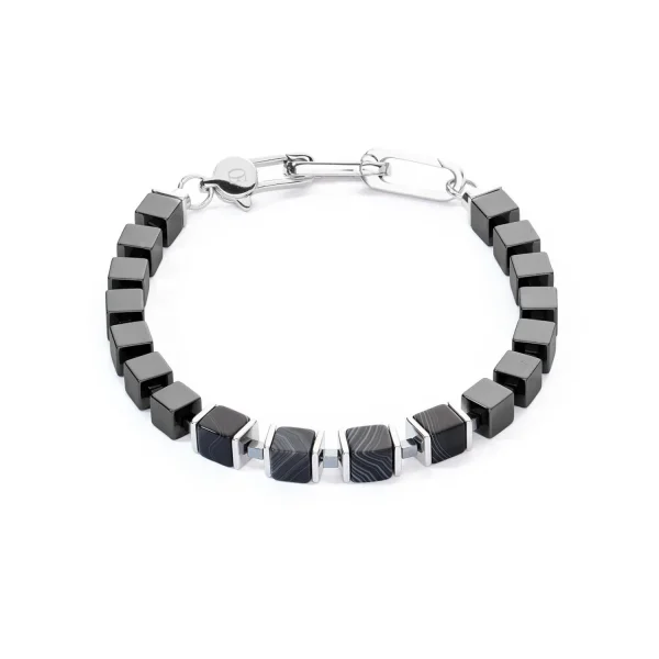 COEUR DE LION Unisex-Armband Precious Cubes Schwarz- Echter Stein