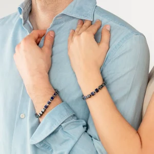 COEUR DE LION Unisex-Armband Precious Cubes Blau- Echter Stein