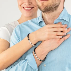 COEUR DE LION Unisex-Armband Precious Cubes Weiß- Echter Stein