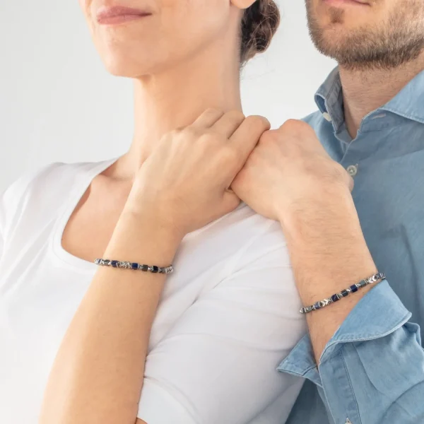 COEUR DE LION Unisex-Armband Würfel & Kette Blau- Edelsteinarmbänder