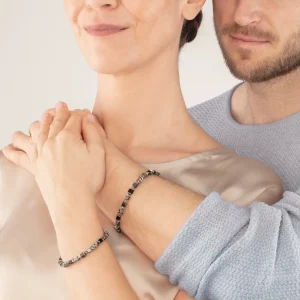 COEUR DE LION Unisex-Armband Würfel & Kette Schwarz- Echter Stein